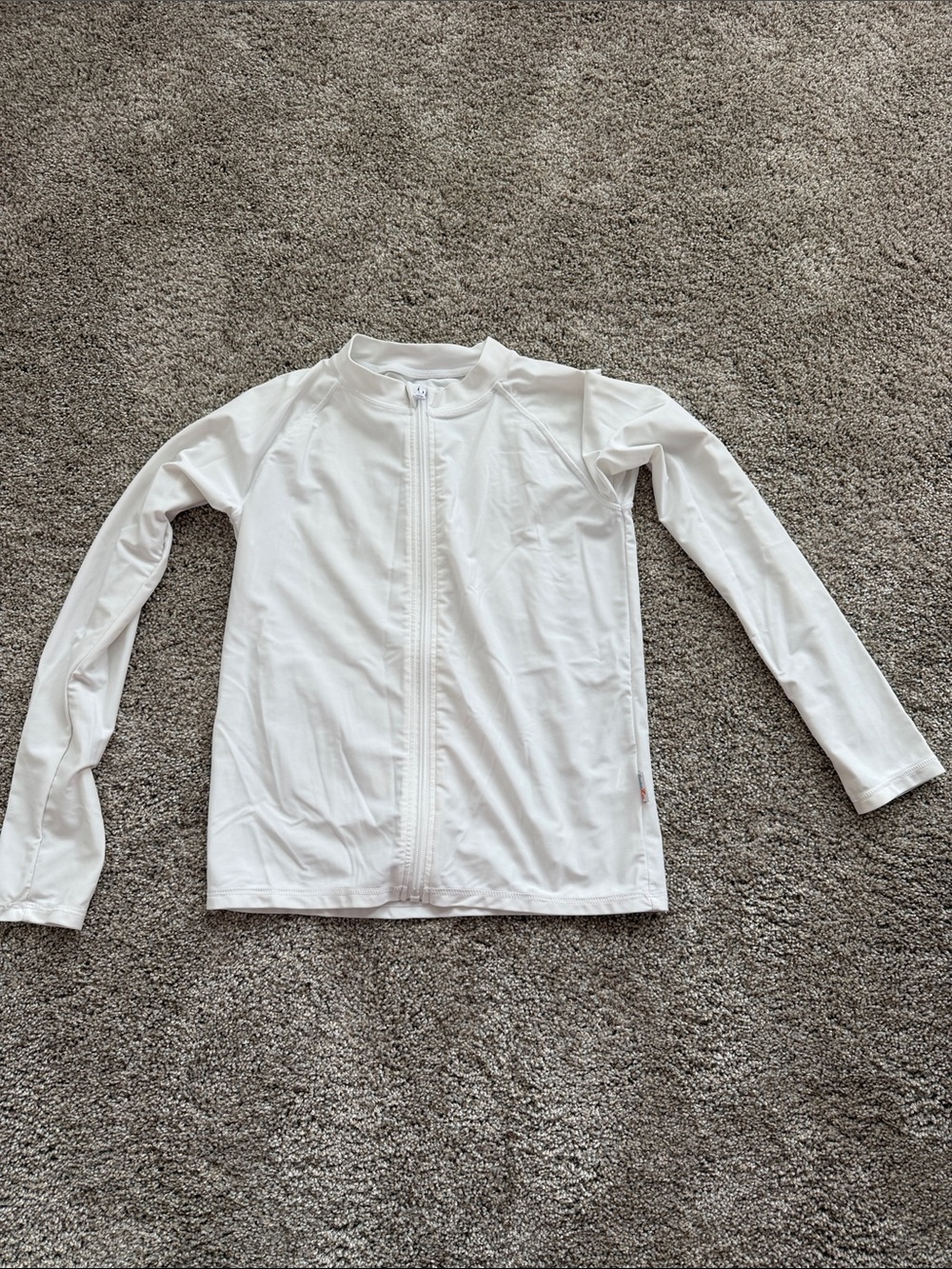 Kids White Long-Sleeve Zip Front Hoodie Rash Guard